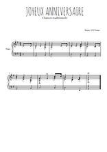 Téléchargez l'arrangement pour piano de la partition de Joyeux anniversaire en PDF